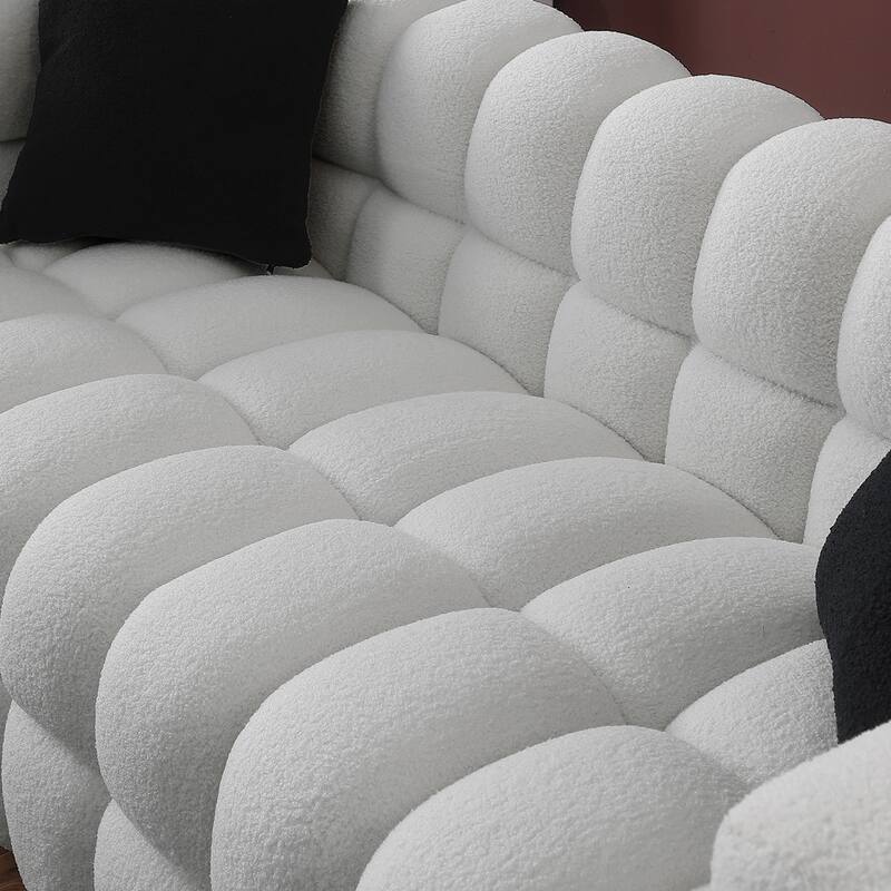 Wayna Modern Style Sofa, Sherpa Thick Cushion Double Sofa