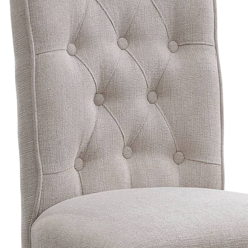 Beige and Grey Tufted Back Side Chairs (Set of 2) - Beige