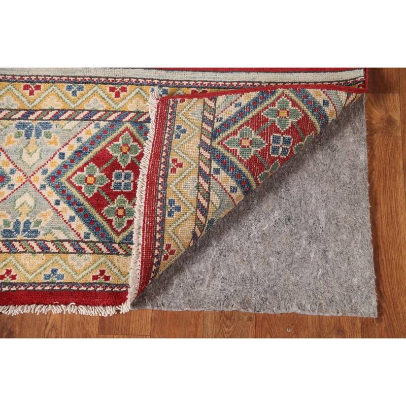 Striped Geometric Kazak Area Rug Hand-Knotted Wool Carpet - 4'11" x 6'7"