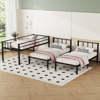 Twin XL over Twin & Twin Bunk Bed Metal Frame Triple Bunk Bed