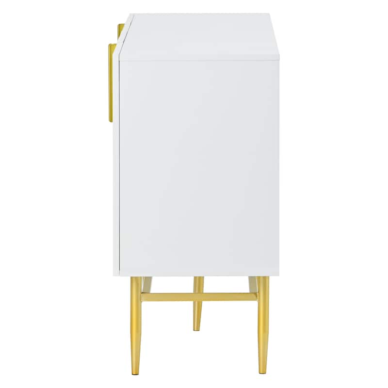 4-Door Sideboard Cabinet with Adjustable Shelves & Gold Handles for Dining or Living Room Storage