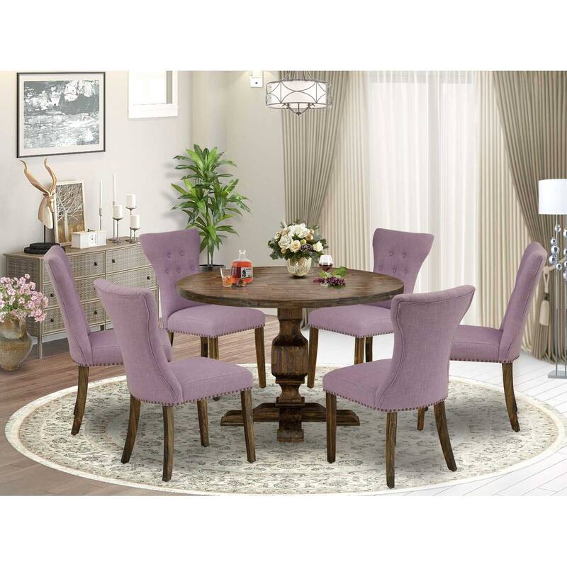 HomeStock 3-Piece Distressed Jacobean Finish Solid Wood Top Dining Table with 2-Chairs