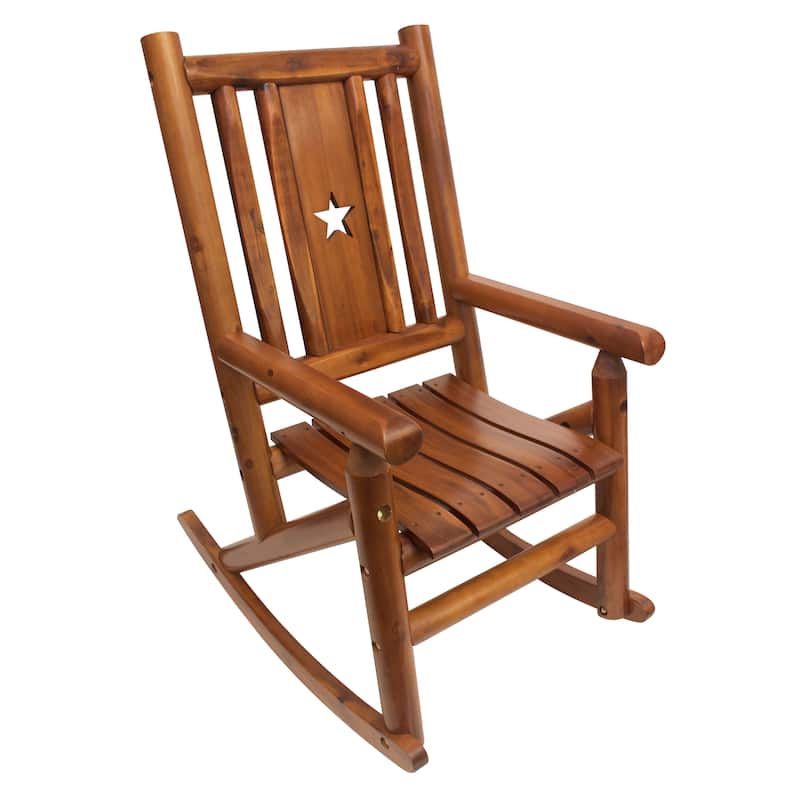 Leigh Country Amber-Log Adult Rocker with Star Cutout - Brown
