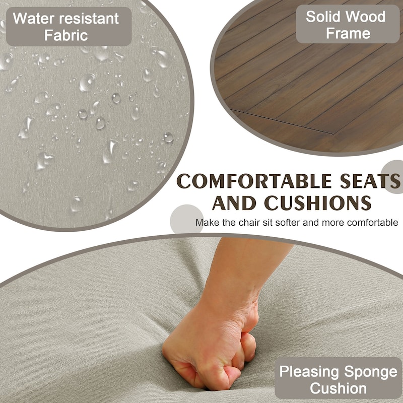 Outdoor Wood Cushion Loveseat with Side Table