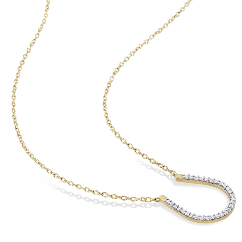 Miadora 1/6ct TDW Diamond Horseshoe Necklace in Yellow Plated Sterling Silver