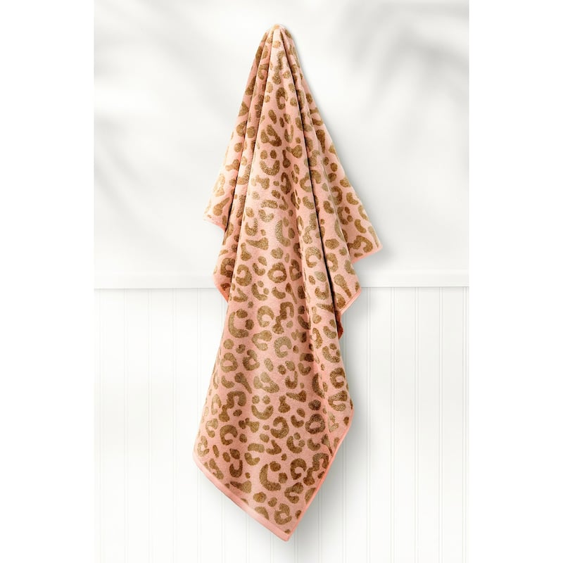 Caro Home Leopard Beach Towels - 36 x 68 - Gold Pink