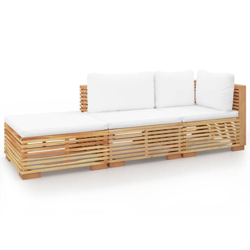 vidaXL 3 Piece Patio Lounge Set with Cushions Solid Wood Teak - 27.4" x 27.4" x 23.6"