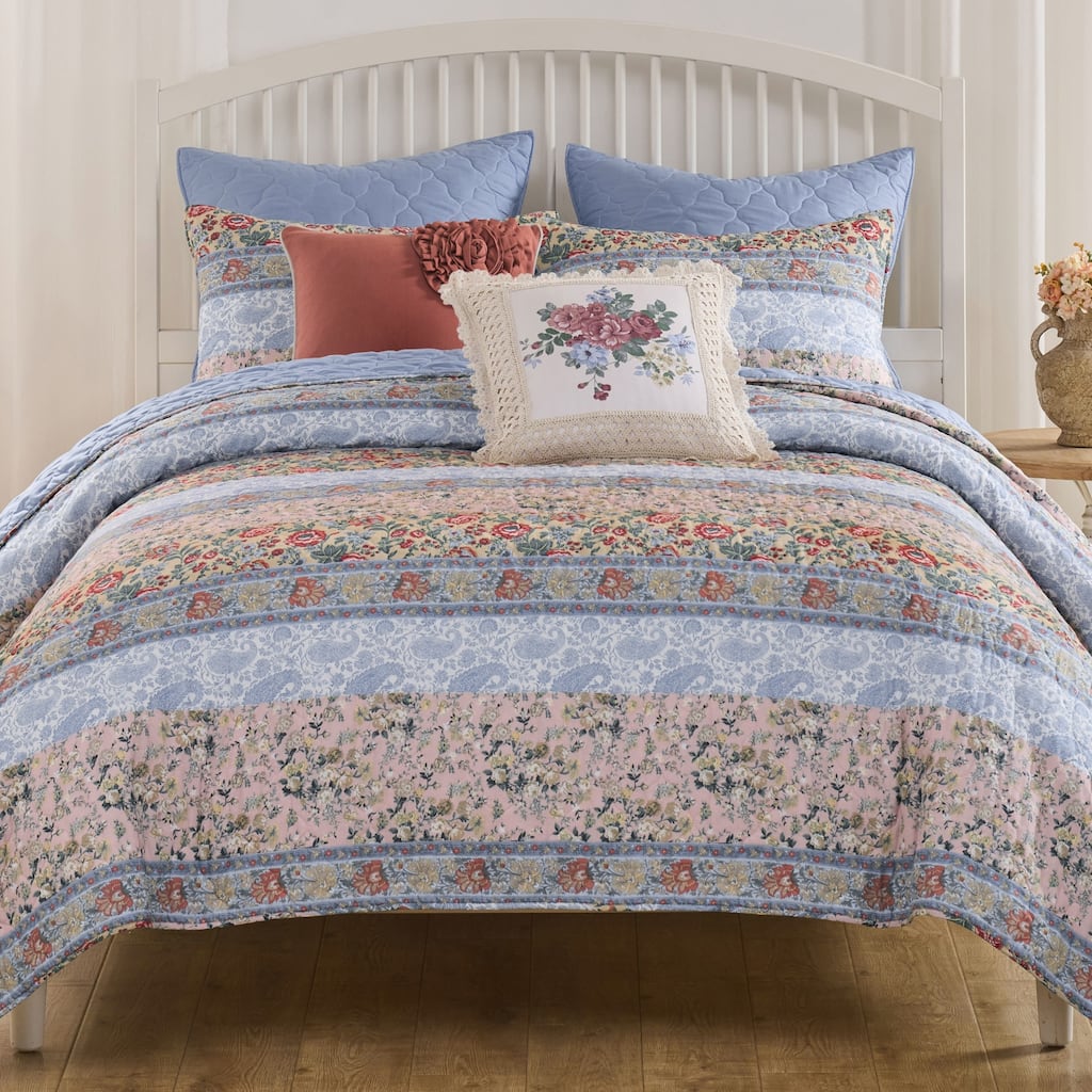 Greenland Home Fashions Kressidea Multi-Floral Quilt Set