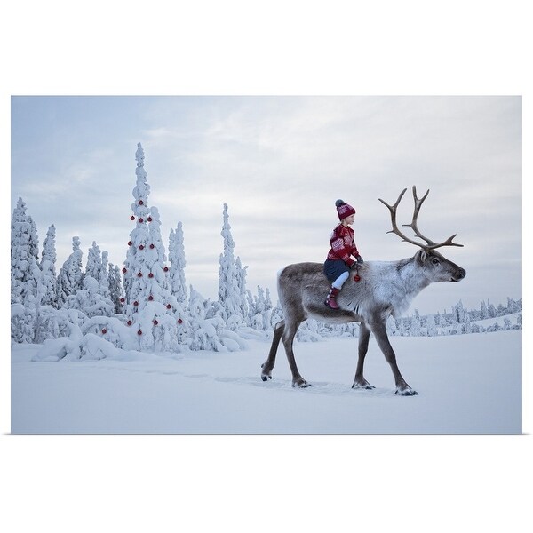 Shop A Girl Riding A Reindeer Through A Winter Forest