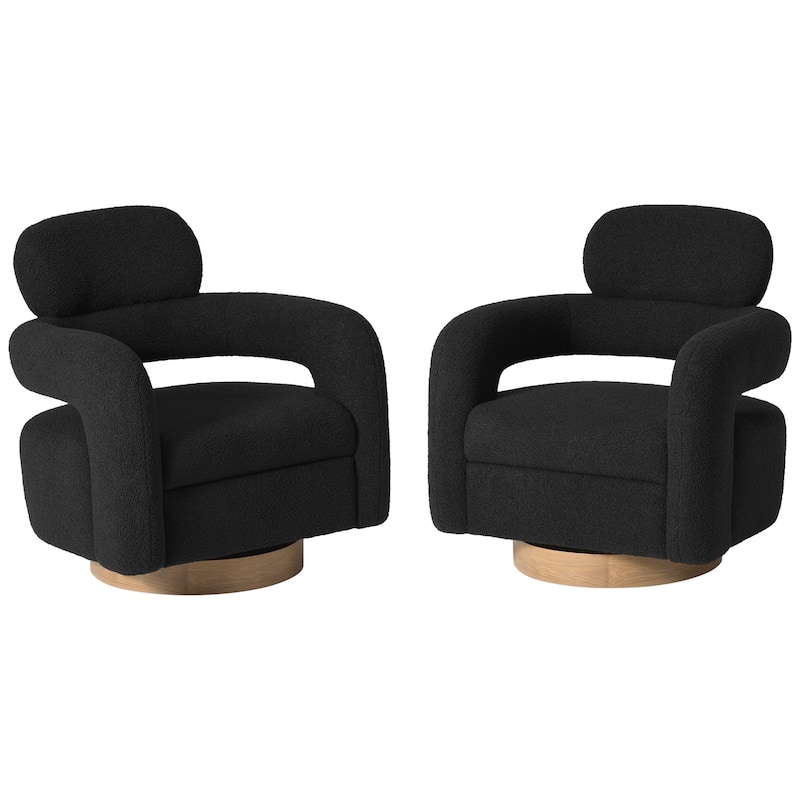 Bayville 29" Wide Sherpa Swivel Chair (Set of 2)