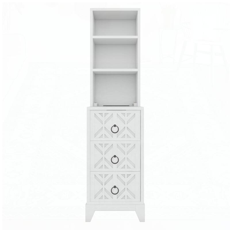 3 Drawers NightStand Corner Table with 2 Open Shelves