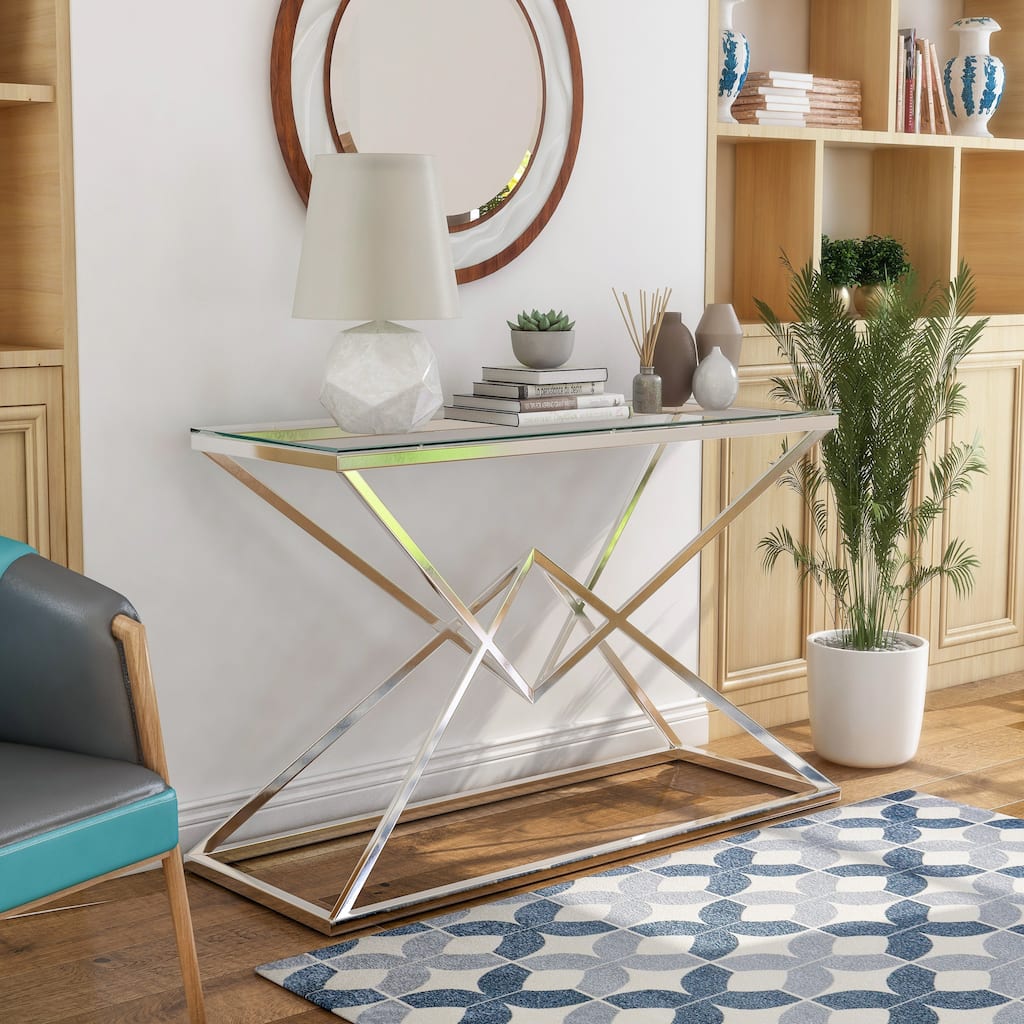 Stola Modern 47-inch Glass Top Sofa Table by Furniture of America
