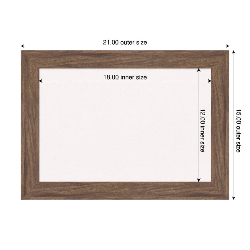 Pia Medium Brown Narrow Framed Cork Board - Bulletin Board, Organization Board, Pin Board - White - 21 x 15 in