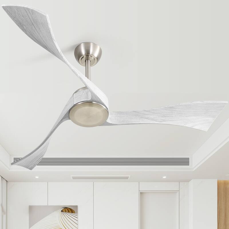 52" Wood 3-Blade Ceiling Fan without Light, 6-Speed Reversible DC Motor and Remote