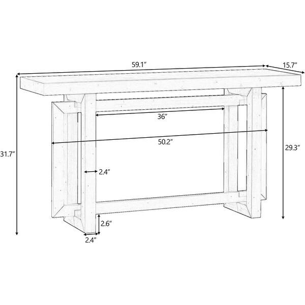 Modern Minimalist Console Table 59-Inch Long Wood Accent Entry Sofa ...