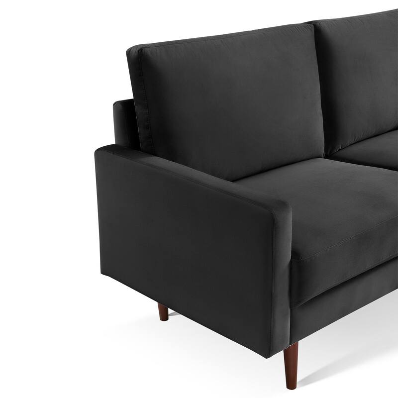 57 Inch Wide Upholstered Loveseat with Square Arms - N/A