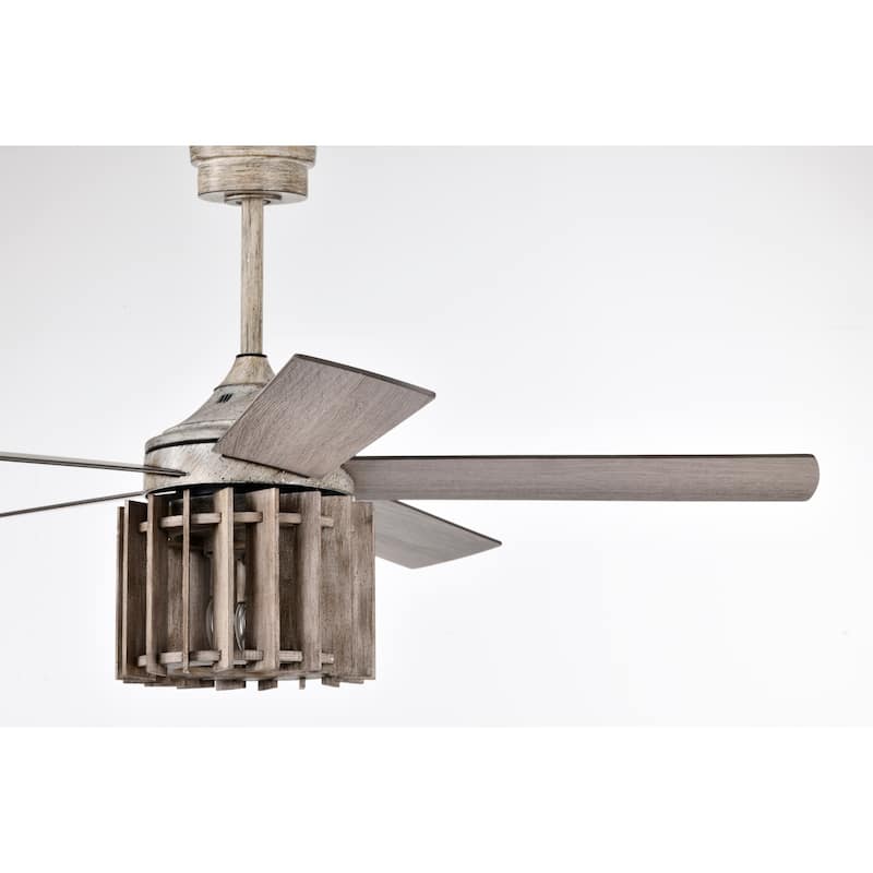 Olivia 52 Inch Distressed Wood Finish Ceiling Fan with Light