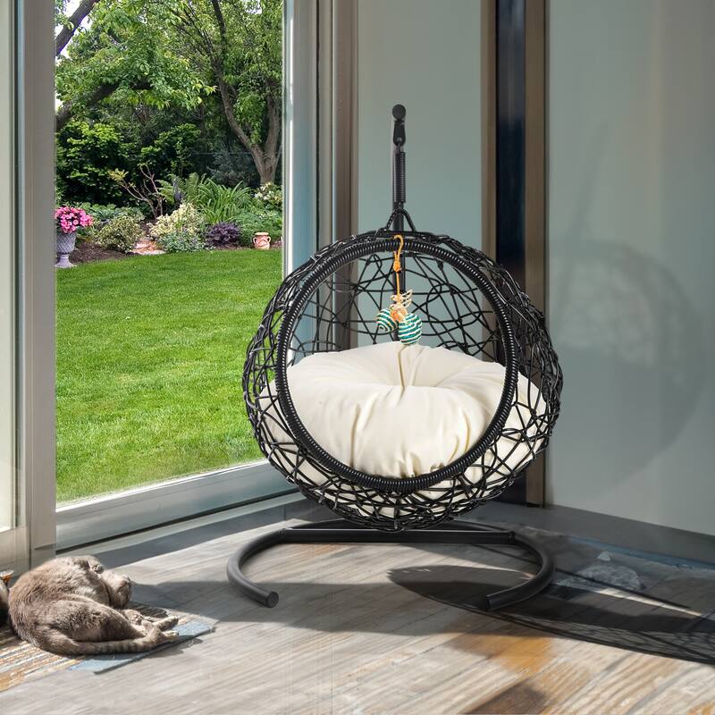 Moasis Rattan Egg Cat Bed - Black