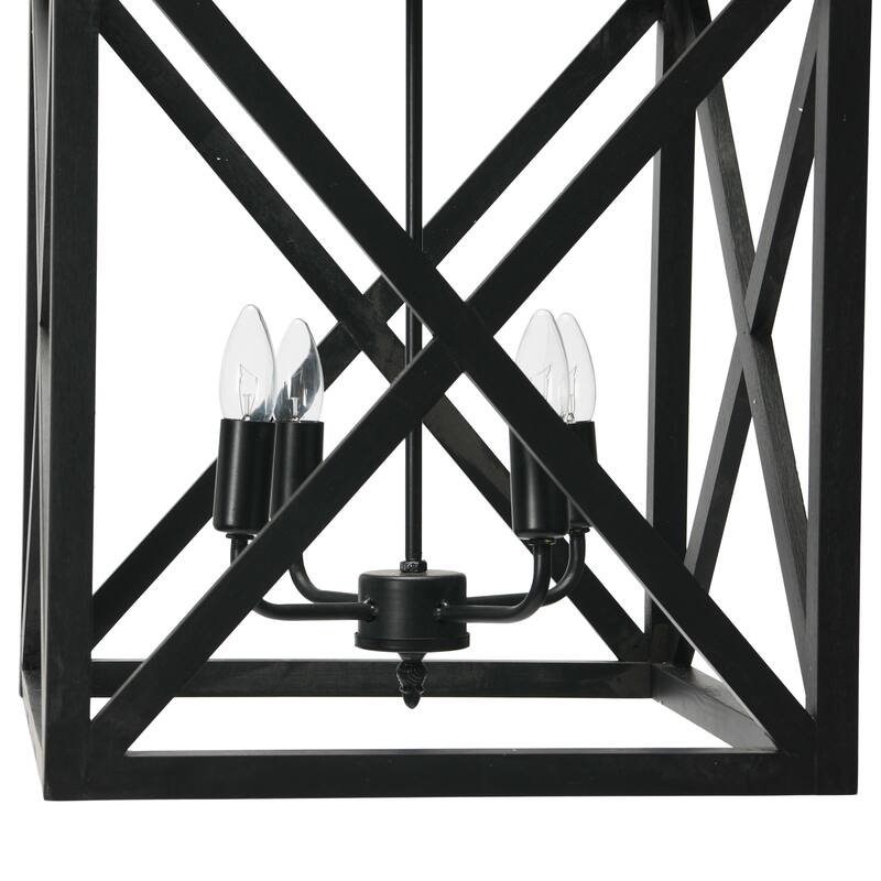 Rectangular Wood & Metal Pendant Light