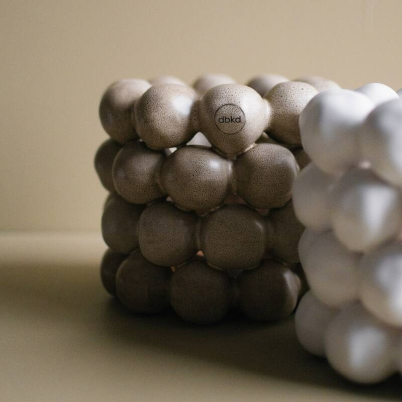 Rounded Ceramic Candle Holder - 6.75" - Beige