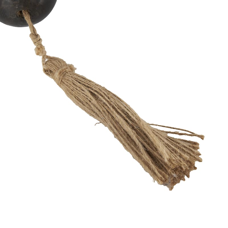 Mango Wood Handmade Round Extra Long Washed Orb Garland with Tassel - Brown, Black or White - Roche River Decor