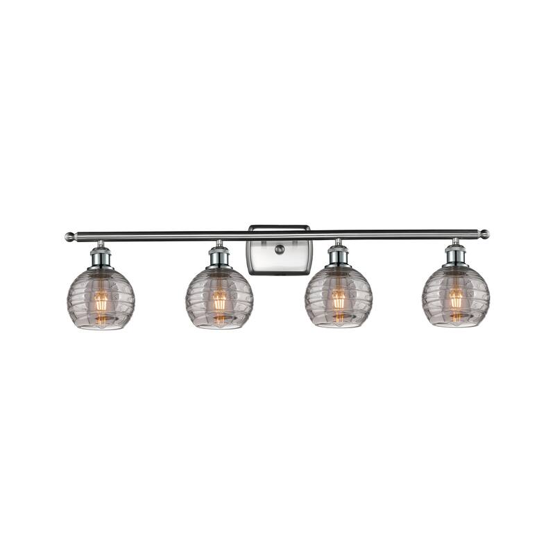 Innovations Lighting 516-4W 9 36 Athens Deco Swirl Vanity Athens Deco - Brushed Satin Nickel / Light Smoke Deco Swirl