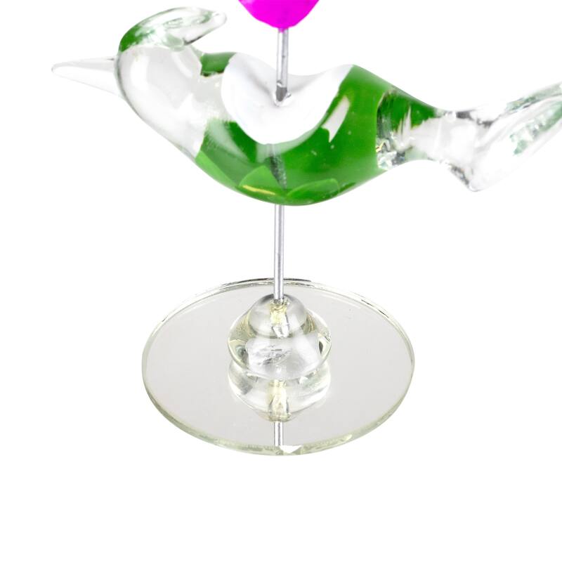 Cotton Candy Bird with Flower Crystal Figurine - 3.25"