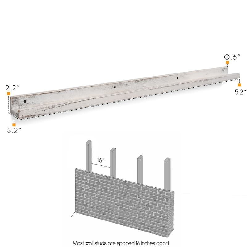 Rustic State Set of 3 Wall Mounted Shelves 52 Inch Photo Ledge