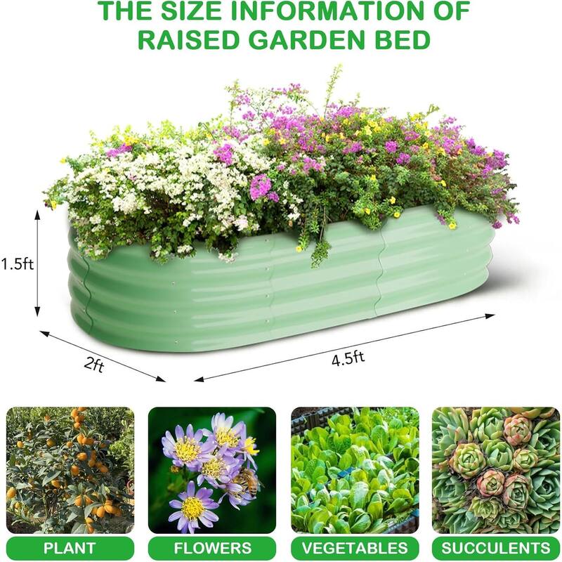 2 Pcs 4.5x2x1.5ft Galvanized Raised Garden Bed, Planter Box for Vegetables, Flowers, Fruits