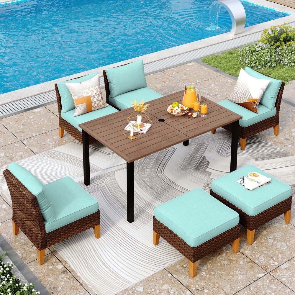12-Seat Outdoor Wicker Half-Round Furniture Set, Half-Moon Sectional Sofa All Weather Curved Conversation Set
