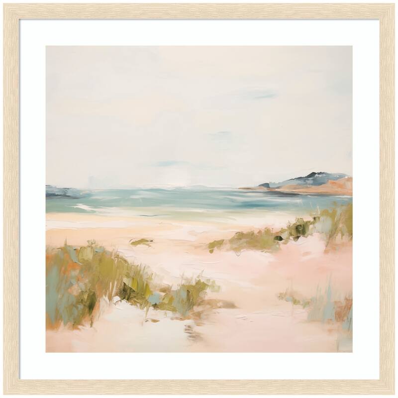 Kate and Laurel Tranquil Landscape V Square by Amy Lighthall Framed Wall Art Print - 26 x 26 - Natural