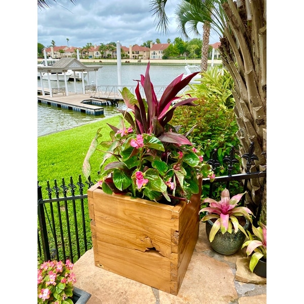 Large Teak Outdoor Planter Box. Opens flyout.