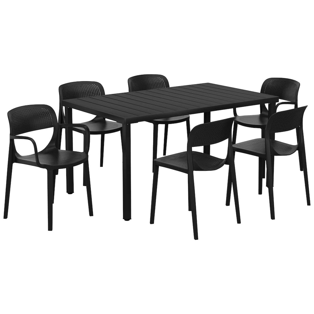 Frond and Form 6-Person Outdoor Rectangular Dining Set