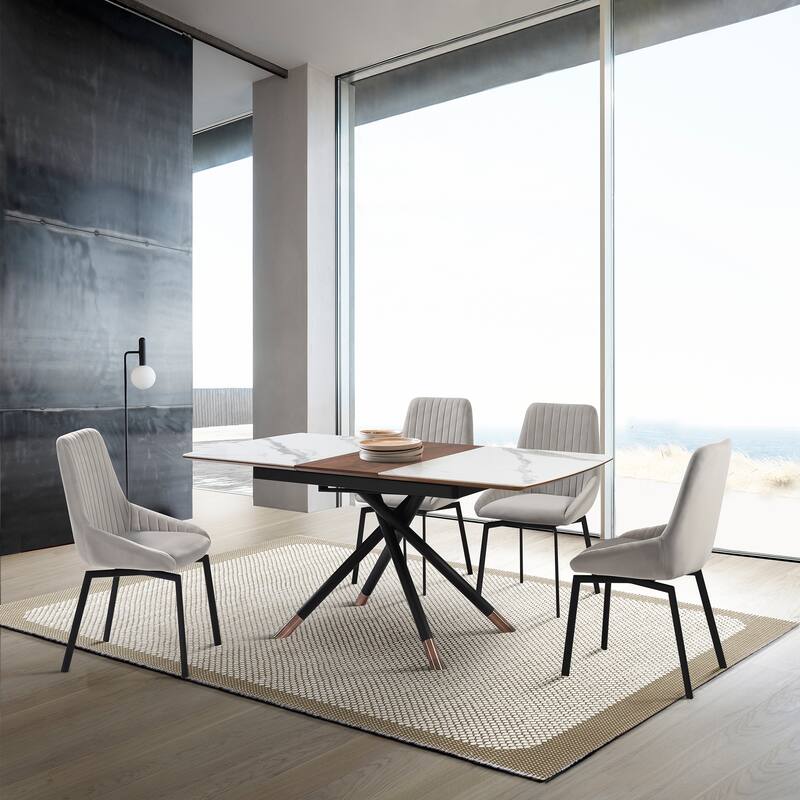 Susie Grey Upholstered Swivel Dining Chairs - Set of 2