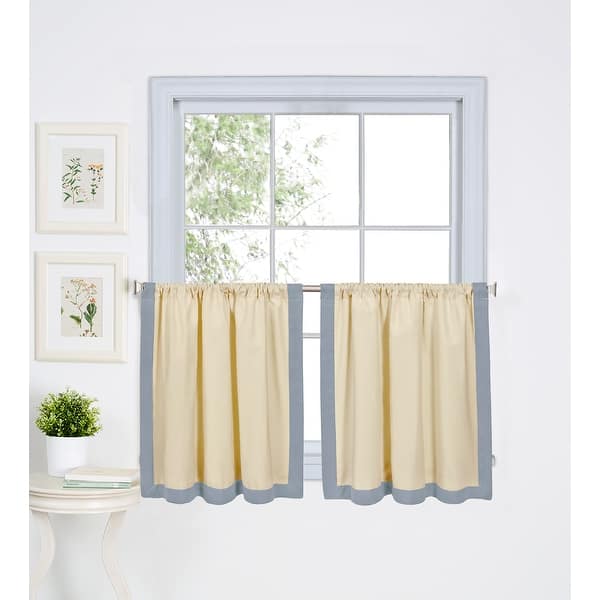 slide 2 of 24, Wilton Colorblock Kitchen Window Tiers, Set of 2 30" w x 24" l - Blue