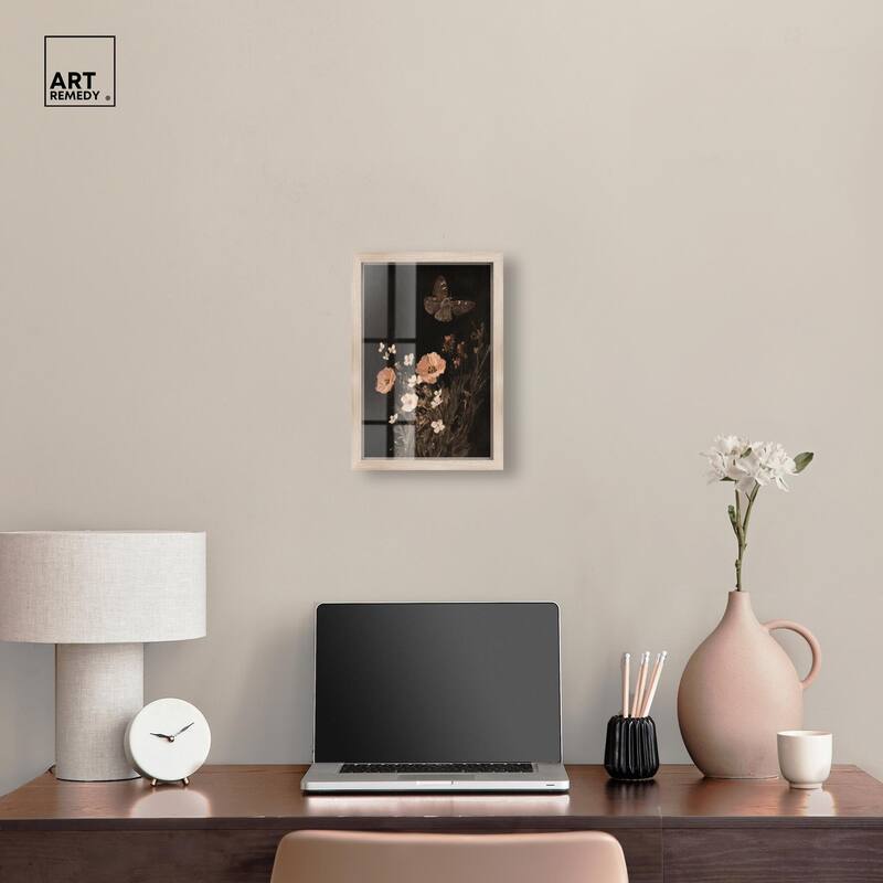 Poppy and Moth I Shadowbox by Art Remedy