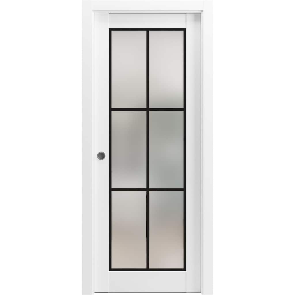 French Pocket Door 18 x 80 Planum 2122 White Silk Kit Trims Rail