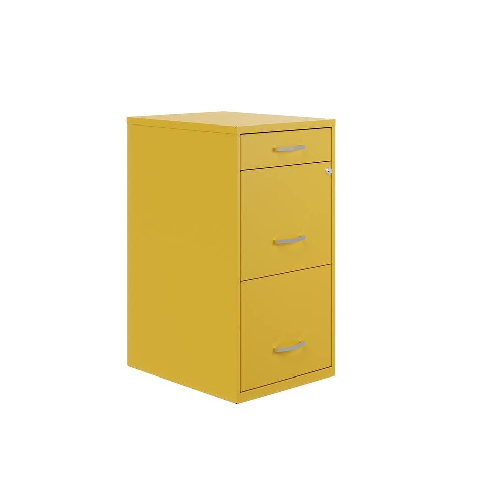 Space Solutions 18" Deep 3 Drawer Metal File Cabinet, Navy