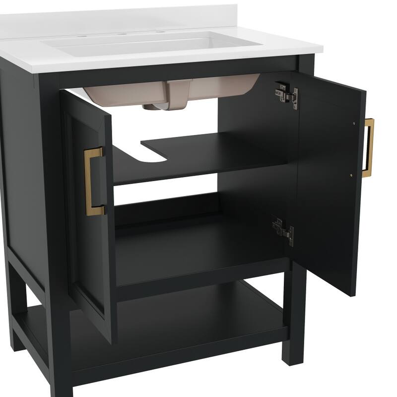 Bathroom Vanity with Undermount Sink and Open Storage Shelf