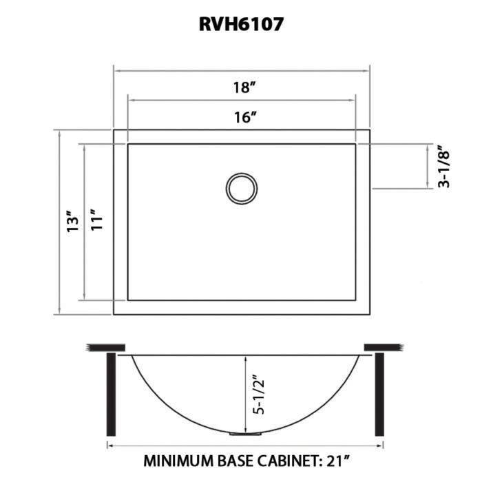 Ruvati 18″ x 12″ Brushed Stainless Steel Rectangular Bathroom Sink Undermount - RVH6110