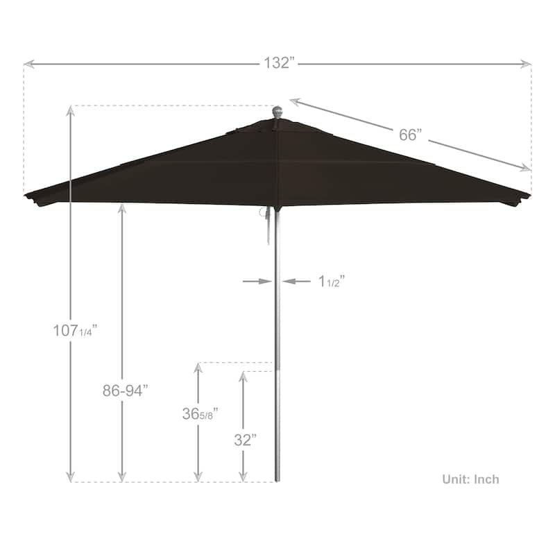 California Umbrella 11' Venture Series Patio Umbrella Silver Aluminum Pole Fiberglass Ribs Pulley Lift Pacifica