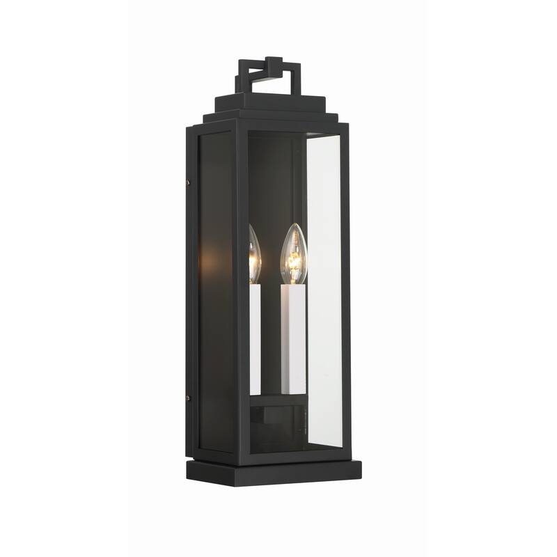 Aspen 2 Light Matte Black Outdoor Sconce - 6.5"W x 19"H x 5.25"D