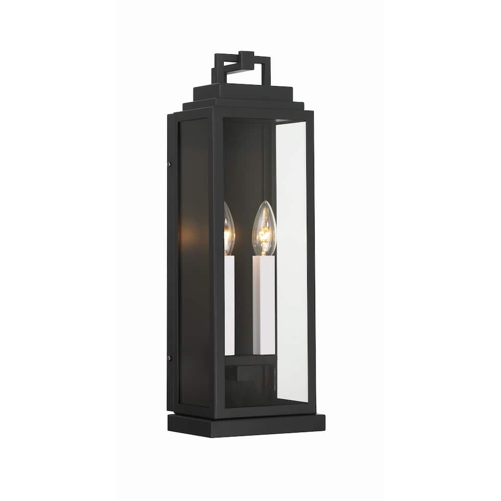 Aspen 2 Light Matte Black Outdoor Sconce - 6.5"W x 19"H x 5.25"D