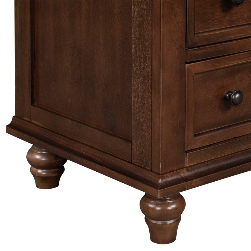 Modern 3-Drawer Nightstand (Set of 2) with Pull Out Tray for Organized Living Spaces