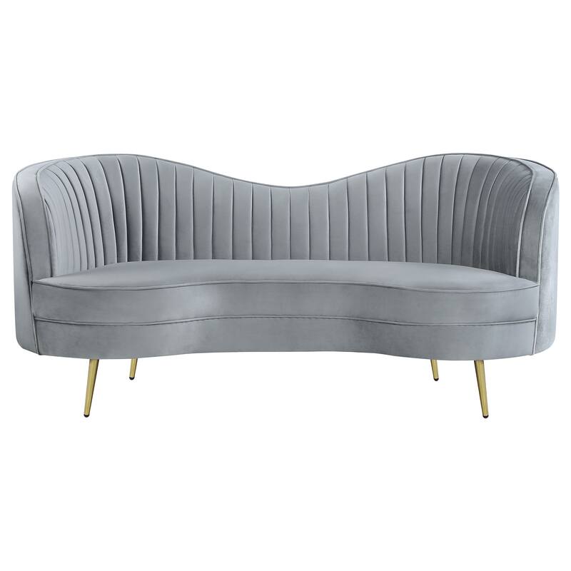 Sophia Blue Upholstered Camel Back Loveseat
