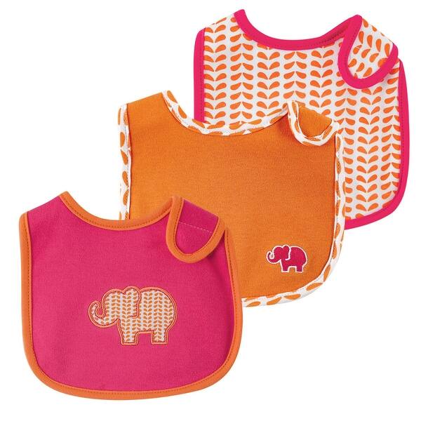 slide 1 of 1, Yoga Sprout Baby Girl Cotton Bibs 3pk, Pink Elephant, One Size - Pink Elephant - One Size One Size - Pink Elephant