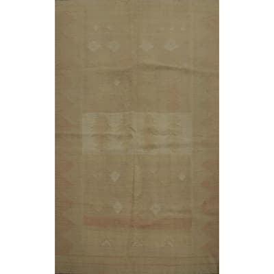 Hand Woven Oriental 100% Wool Carpet Southwestern Tribal Beige & Ivories Kilim Area Rug - 6' 2'' X 4' 2''