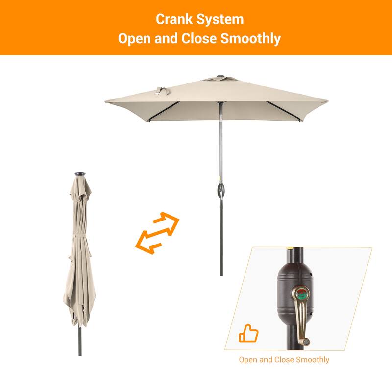 LIVOOSUN 6.5×6.5FT Square Patio Umbrella with UPF50+, Tilt Function, and Wind-Resistant Design——Experience Outdoor Comfort