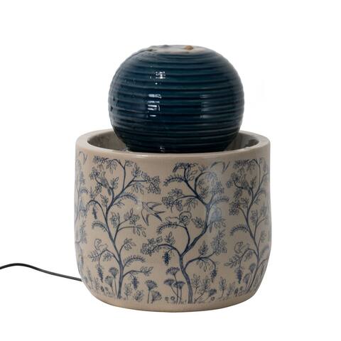 Foreside Home & Garden Multicolor Chinoiserie Ceramic Indoor Water Fountain With Pump - 7.75 x 7.75 x 10.25