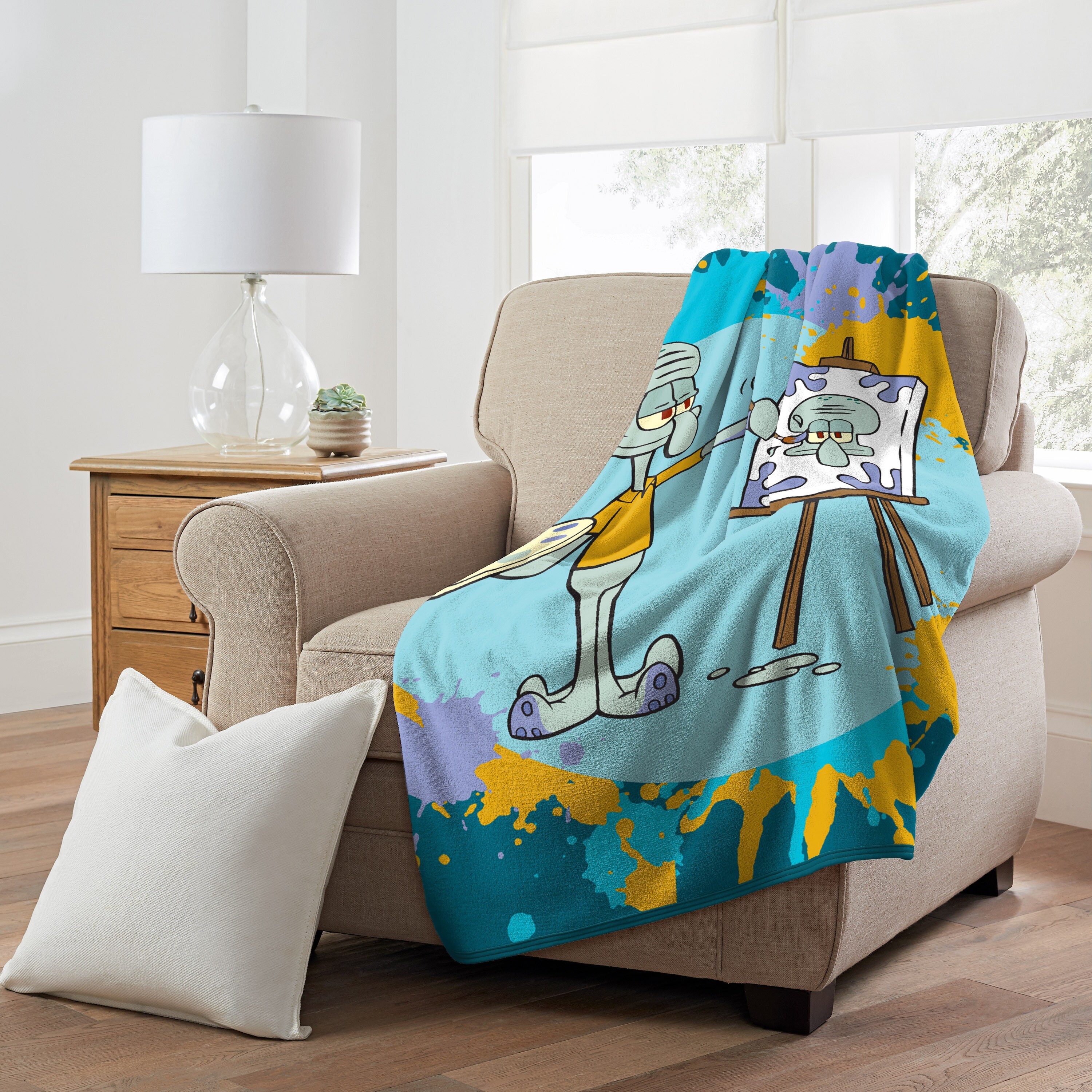 Spongebob Squidward Art Micro Raschel Throw Bed Bath Beyond 39896771